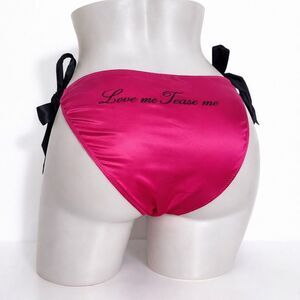 🔥Victoria secret Pink Satin Panties love me tease me Sz small NWT